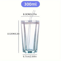 Ramadan Creative Glass Cup with Lid and Straw