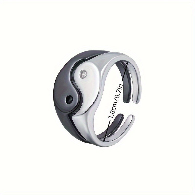 Yin Yang Tai Chi Eight Trigrams Couple Rings Adjustable Opening Ring