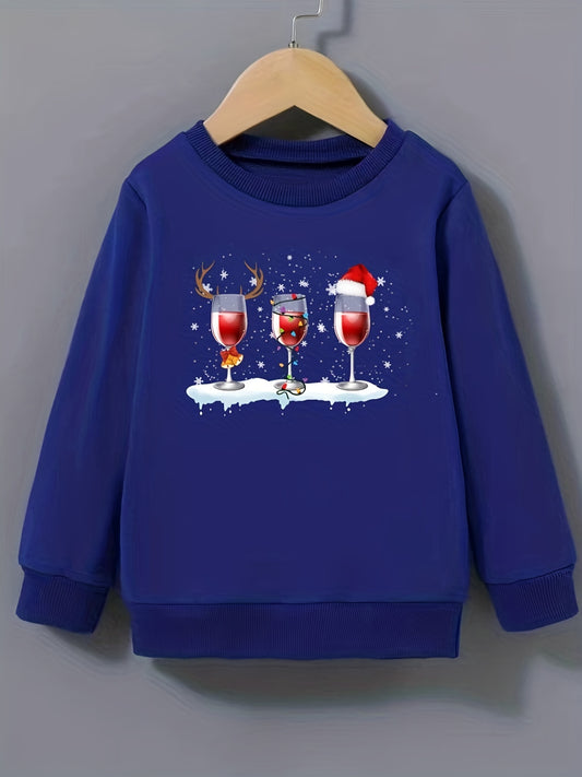 Christmas Beverages Pattern Sweatshirt for Girls