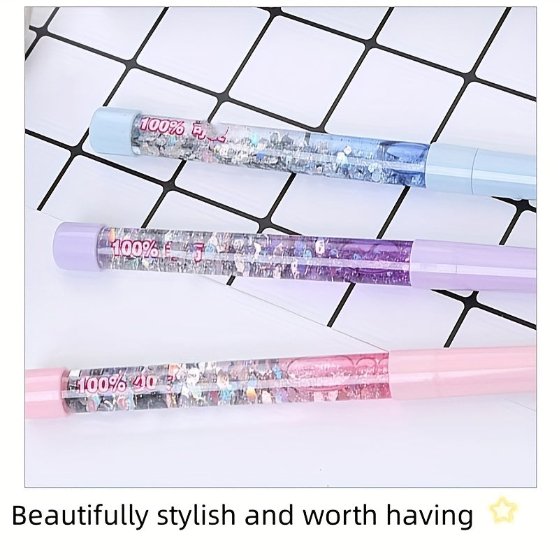 2pcs Quicksand Gel Pen With 10 Refill Christmas Pen 0.5mm Girl Heart Liquid