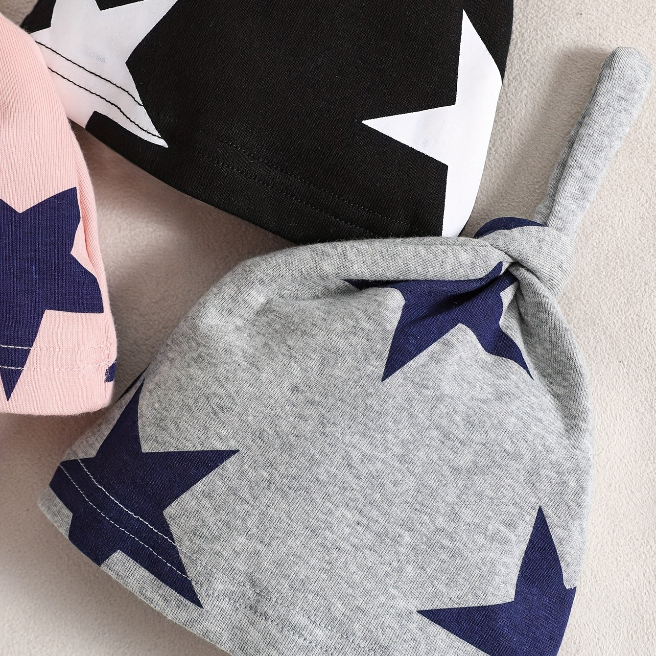 Star Print Infant Hat Set