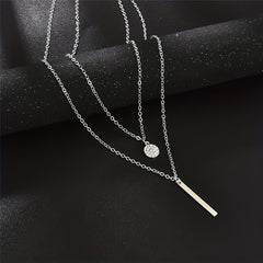 Geometric Shape Rhinestone Double Layer Necklace