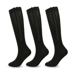Compression Knee High Socks w/ Zip 3 Pack for Men and Women