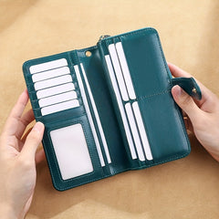 Men's Leather Long Wallet Card Holder Zipper Coin Purses Phone Handbag
