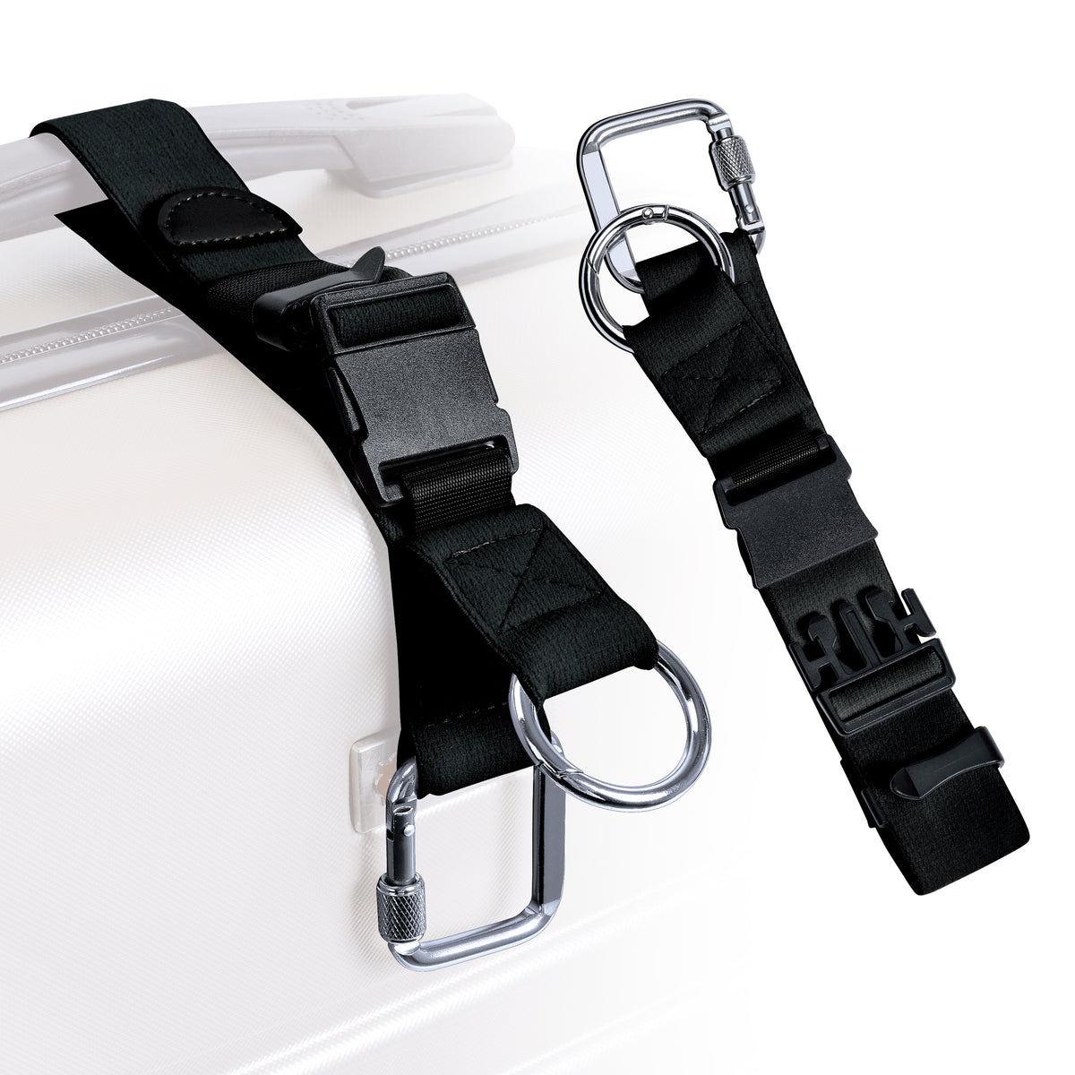 Stroller Hooks Adjustable Travel Strap with Square Hooks and Round Loop Buckles