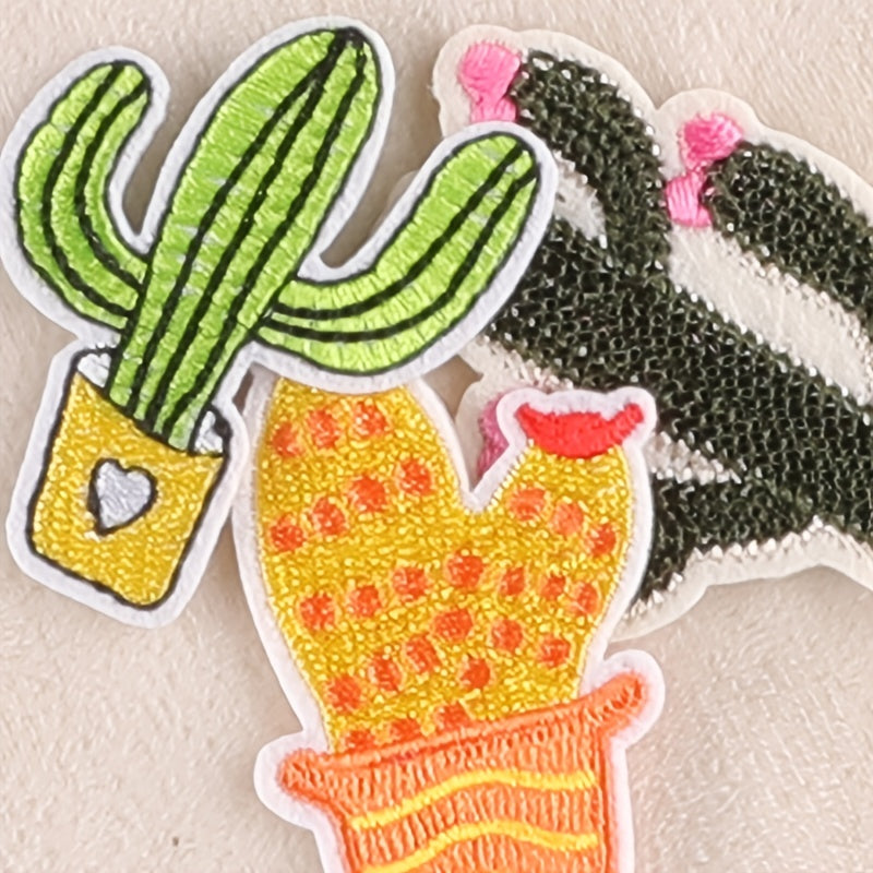 6pcs Cactus Embroidery Patches DIY Clothes Accessories