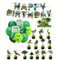 46pcs Dinosaur Birthday Party Decorations Cake Topper, Balloons for Kids