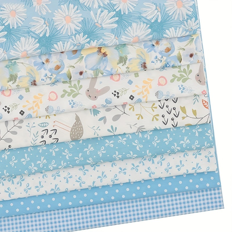 8pcs Set Printed Cotton Fabric Patchwork Cloth Doll DIY Sewing Quilting Material