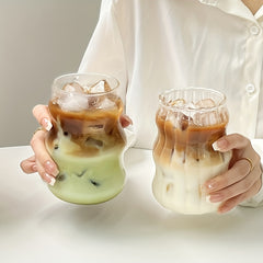 2pcs Glass Cups With Straws for Home and Office