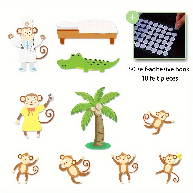Five Little Monkeys Felt Storybook Colorful Thick Material