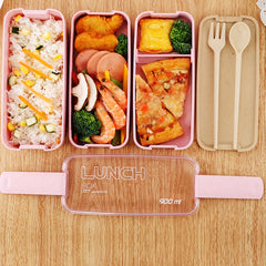 3-in-1 Bento Box Set Microwave Dishwasher Safe Lunch Box Utensils School Travel