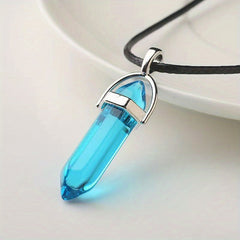 Crystal Hexagonal Column Necklace Pendant