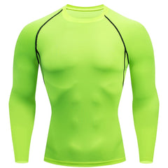 Men's Compression Shirt Fluorescent Green Base Layer