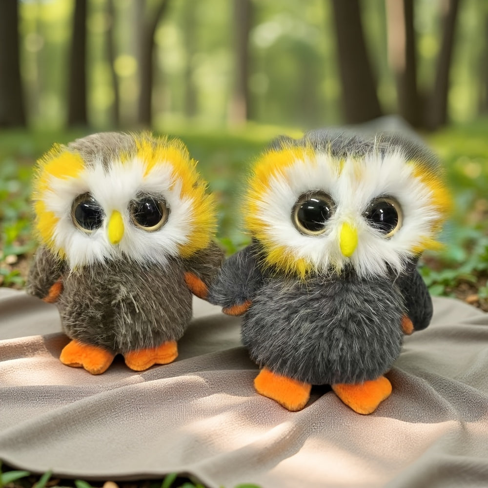 Owl Plush Doll with Expressive Eyes and Fluffy Feathers