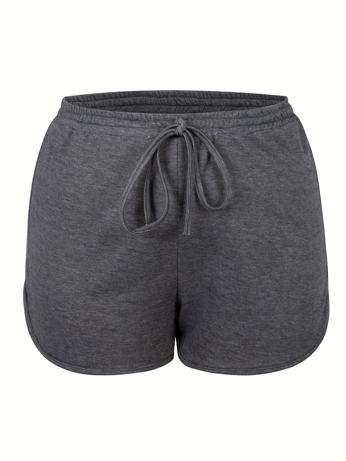  Solid Drawstring Elastic Shorts - Women's Plus