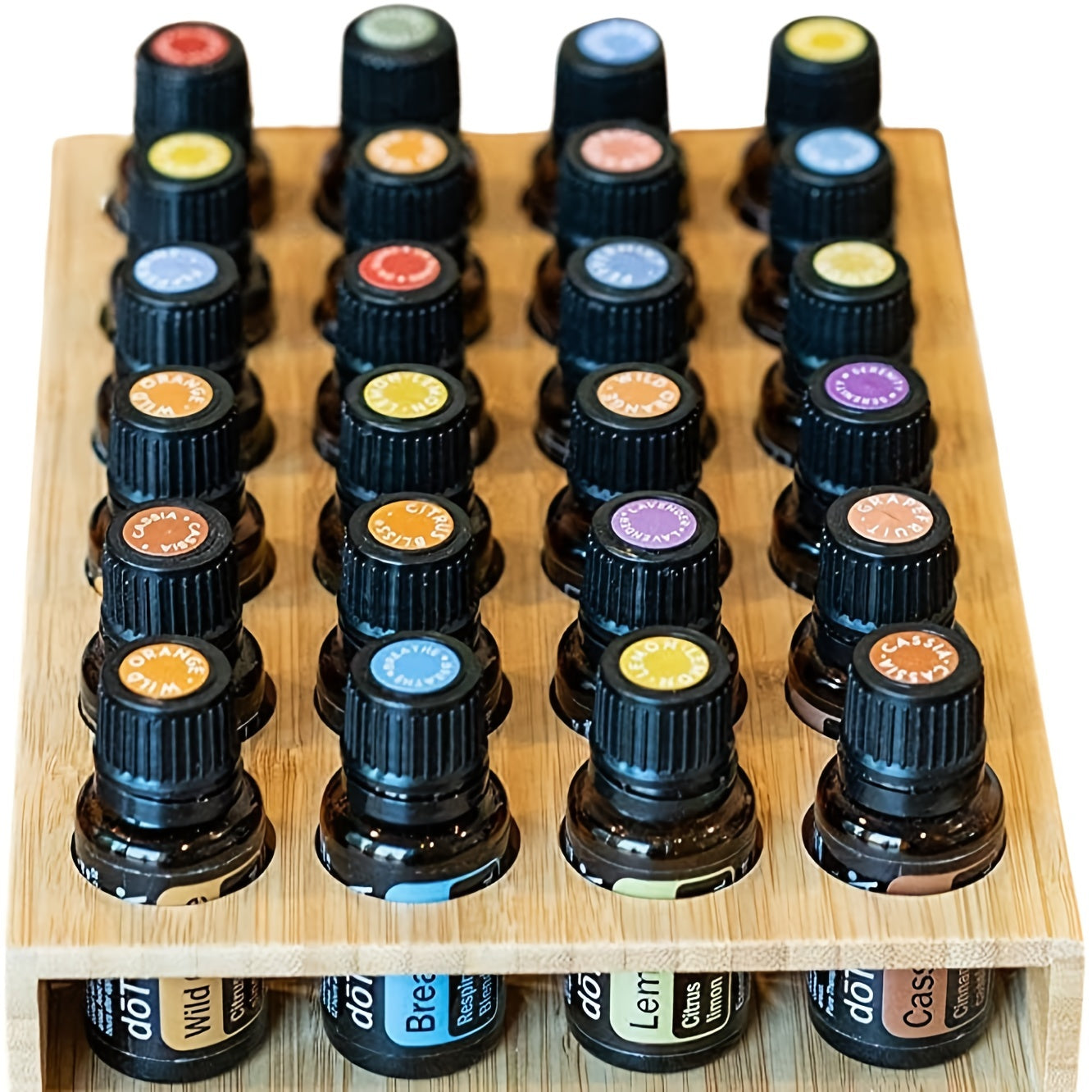 24 Holes Wooden Tray For Essential Oils Aromatherapy Storage