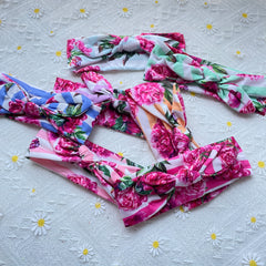 Flower Pattern Bowknot Headband Elastic Hair Accessory For Baby Girls