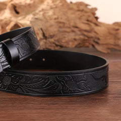 Bull Head Buckle Western Cowboy Retro Belt Business PU Leather