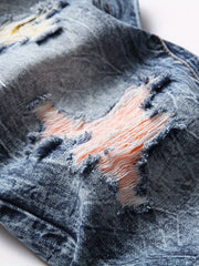 Boys Ripped Patch Jeans Skinny Slim Fit Washed Denim Long Pants Kids