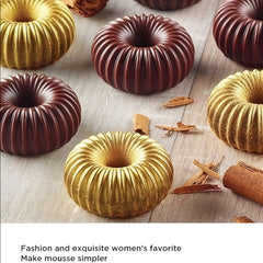 6 Cavity Silicone Mold for Baking Mousse Cake with Ribbed Detail