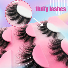 3 Pairs Thick Cluster Fluffy False Eyelashes D Curl