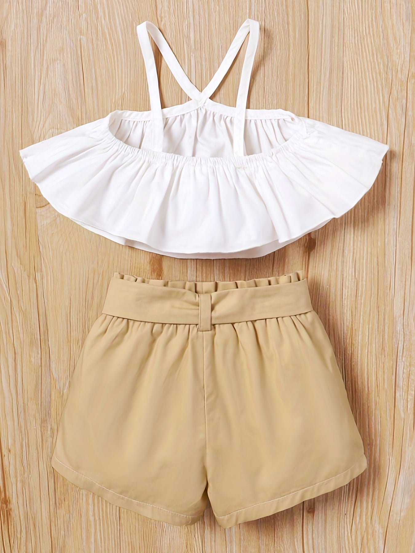 Baby Girls Halter Crop Top & Belted Shorts Set