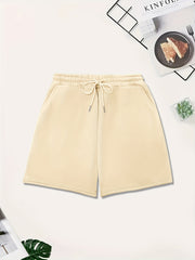  Fleece Lined Drawstring Sporty Shorts