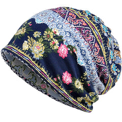 Bohemia Soft Flower Print Sleep Beanie Hat Cap 23 Inches 58 Cm