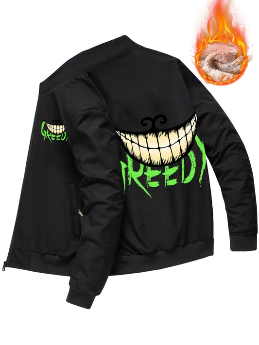 Men's Sherpa Fleece Crazy Smile Face Zip Jacket