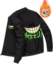 Men's Sherpa Fleece Crazy Smile Face Zip Jacket