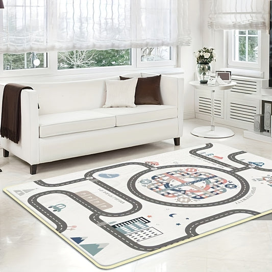 Foldable Baby Play Mat Crawling Carpet Puzzle Mat with Cartoon Activity Rug