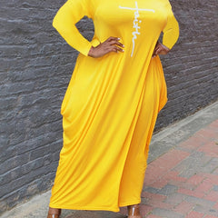  Women's Letter Print Ruched Maxi Dress