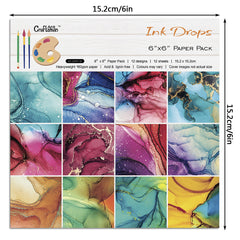 12pcs Scrapbook Paper 6x6in Marble & Dot Wooden Pattern Crafting DIY Material