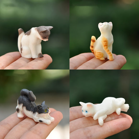 4pcs Dollhouse Cat Models for Miniature Scenes
