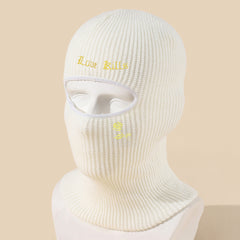 Autumn Winter Character Letter Embroidery Hole Knit Hat