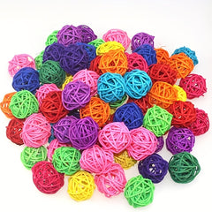 10pcs Parrot Chew Toy Straw Ball for Cage Fun Hanging Ornament