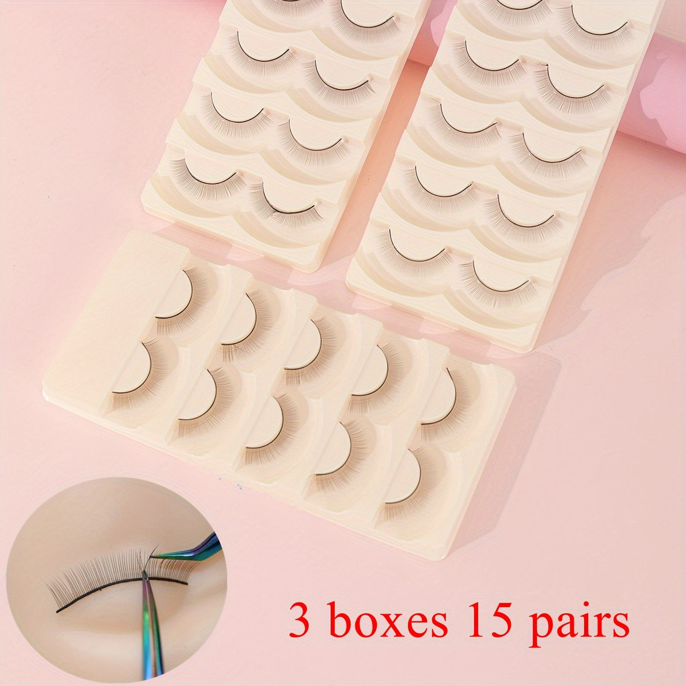 Beauty Training Lashes for Eyelash Extension Practice - 15 Pairs