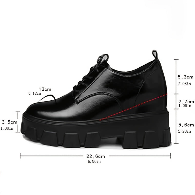 Women's Chunky Heel Lace Up Oxfords Solid Comfortable Round Toe Shoes