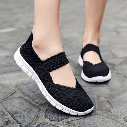 Women's Braided Walking Shoes Comfortable Slip On Casual Sock Shoes