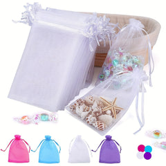 10pcs Organza Bags Drawstring Gift Bags Transparent Jewelry Holiday Party Bags