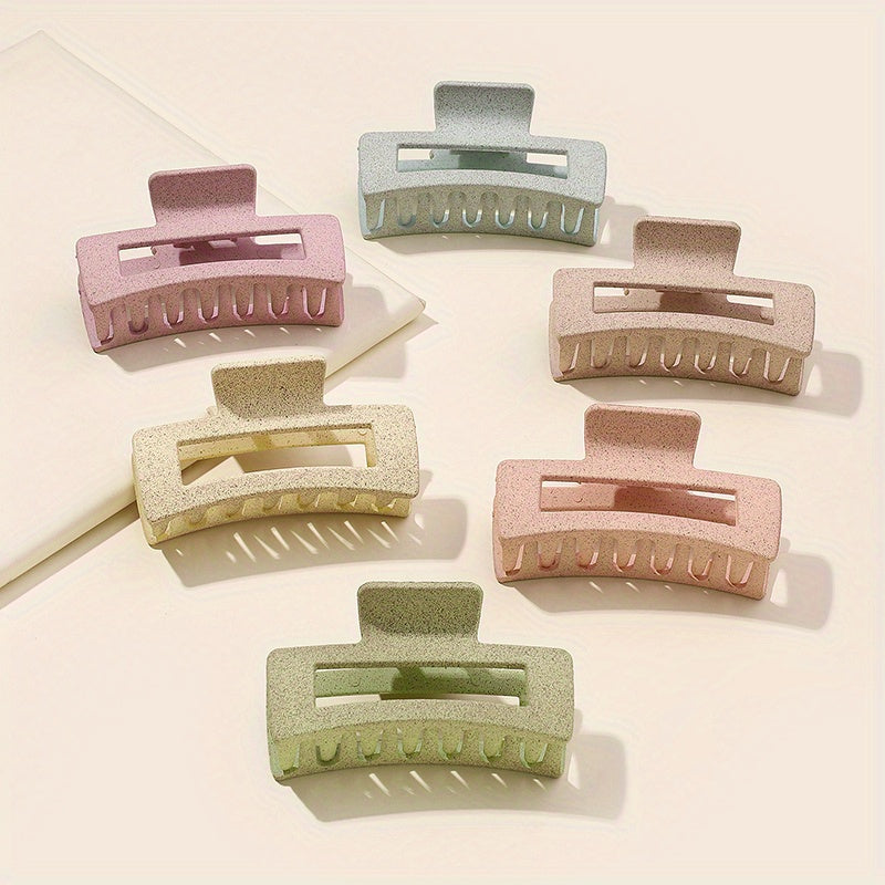 6pcs Frosted Hollow Rectangle Hair Claw Acrylic Shark Claw Hair Accessories