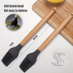 Silicone Applicator Brush Wooden Handle Heat Resistant Pastry Brush