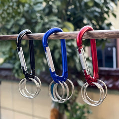 6pcs Aluminum D Buckles w/ 3 Key Rings Quick Release Carabiner