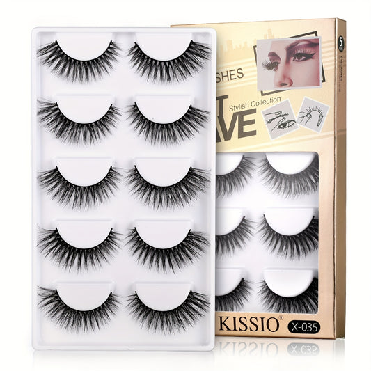 5 Pairs Natural Looking Self Adhesive 3D False Eyelashes, 6 Styles