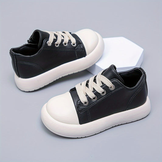 Girl's Comfy Non Slip Skate Shoes Lace Up Soft Sole Sneakers