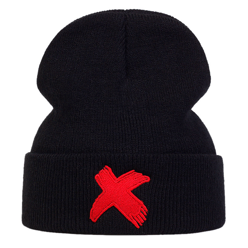 Men's X Embroidered Soft Knitted Winter Warm Hat