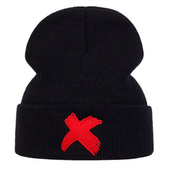 Men's X Embroidered Soft Knitted Winter Warm Hat