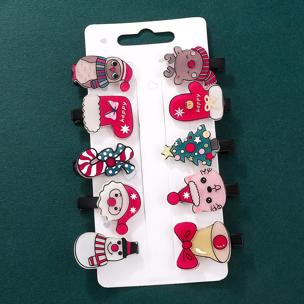 10pcs Christmas Tree & Snowman Decor Hair Clip