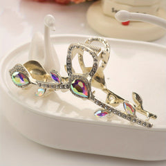 Vintage Rhinestone Hair Claw Glitter Hair Claw Nonslip Ponytail Holder