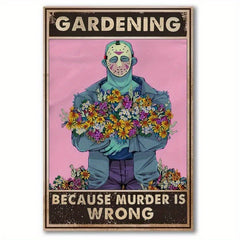 Funny Michael Myers Sunflower Gardening Retro Tin Sign
